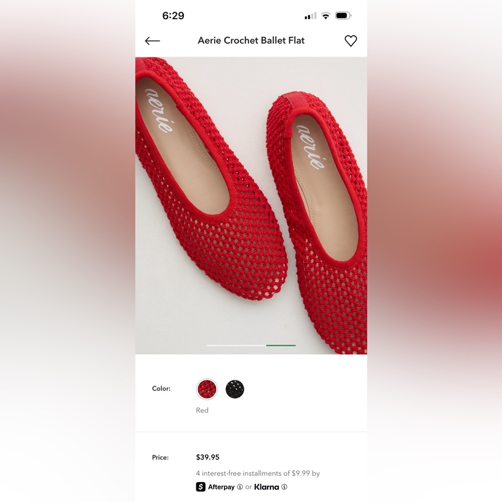 NWOT Aerie Crochet Ballet Flats Red